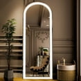 thumbnail image 3 of BEAUTYPEAK 68" x 26" LED Arched Full Length Mirror Standing Floor Mirror,White, 3 of 7