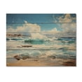 thumbnail image 3 of Designart "Sunkissed Beach by the Coastal Ocean III" Landscapes Print on Natural Pine Wood, 3 of 5