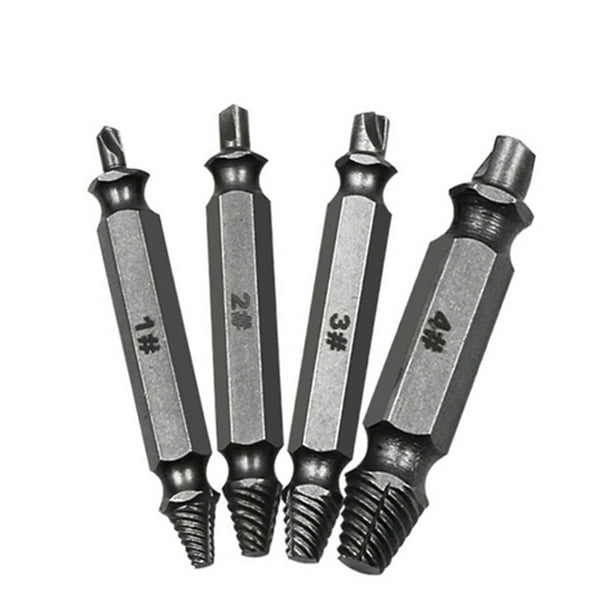 Maoww 4pcs Set HSS Double Side Damaged Screw Extractor Woodworking Drill Bit Remover Broken Speed Out Easy out Bolt Tool
