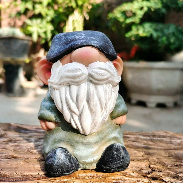 Gnomo enano arte esculturas decoración artesanía miniatura para jardín (verde plano) Sywqhk Libre de BPA