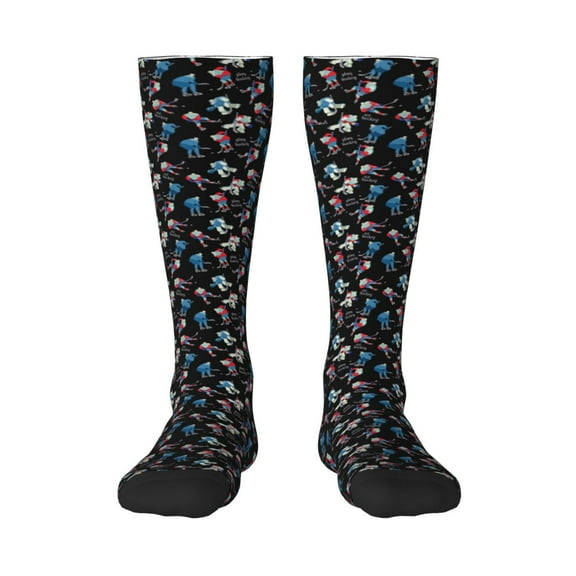 Xecao Play Hockey Print Compression Socks for Both Men And Women for Running, Travel, Flight, Nurse