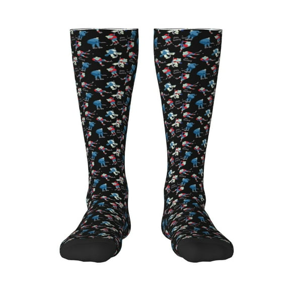 Gaeub Play Hockey Print Design Socks Stretchy High Tube Socks for Men Women Teens , Softball Soccer Socks for Hiking, Sport