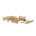 thumbnail image 4 of Full Over Full Bunk Bed w/ Trundle, White Oak Rubber Wood, Ladder &amp; Guardrails, Converts to 2 Beds, Bedroom Furniture, 78"x58", 4 of 15