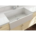 thumbnail image 4 of BOCCHI Contempo Apron Front Fireclay 33 in. Single Bowl Kitchen Sink with Protective Bottom Grid and Strainer in Biscuit, 4 of 6