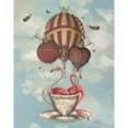 thumbnail image 3 of Fab Funky 15x18 Black Modern Framed Museum Art Print Titled - Flamingos in Teacup, 3 of 5