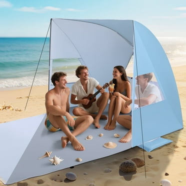 Aship Beach Tent Sun Shelter for 4-5 Person, Quick Setup Umbrella Sunshade with 360° Ventilation & UPF50  UV Protection, Portable Pop Up Tent for Family Camping Hiking Beach Adventures
