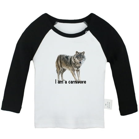 

I am a Carnivore Funny T shirt For Baby Newborn Babies Animal Wolf T-shirts Infant Tops 0-24M Kids Graphic Tees Clothing (Long Black Raglan T-shirt 18-24 Months)