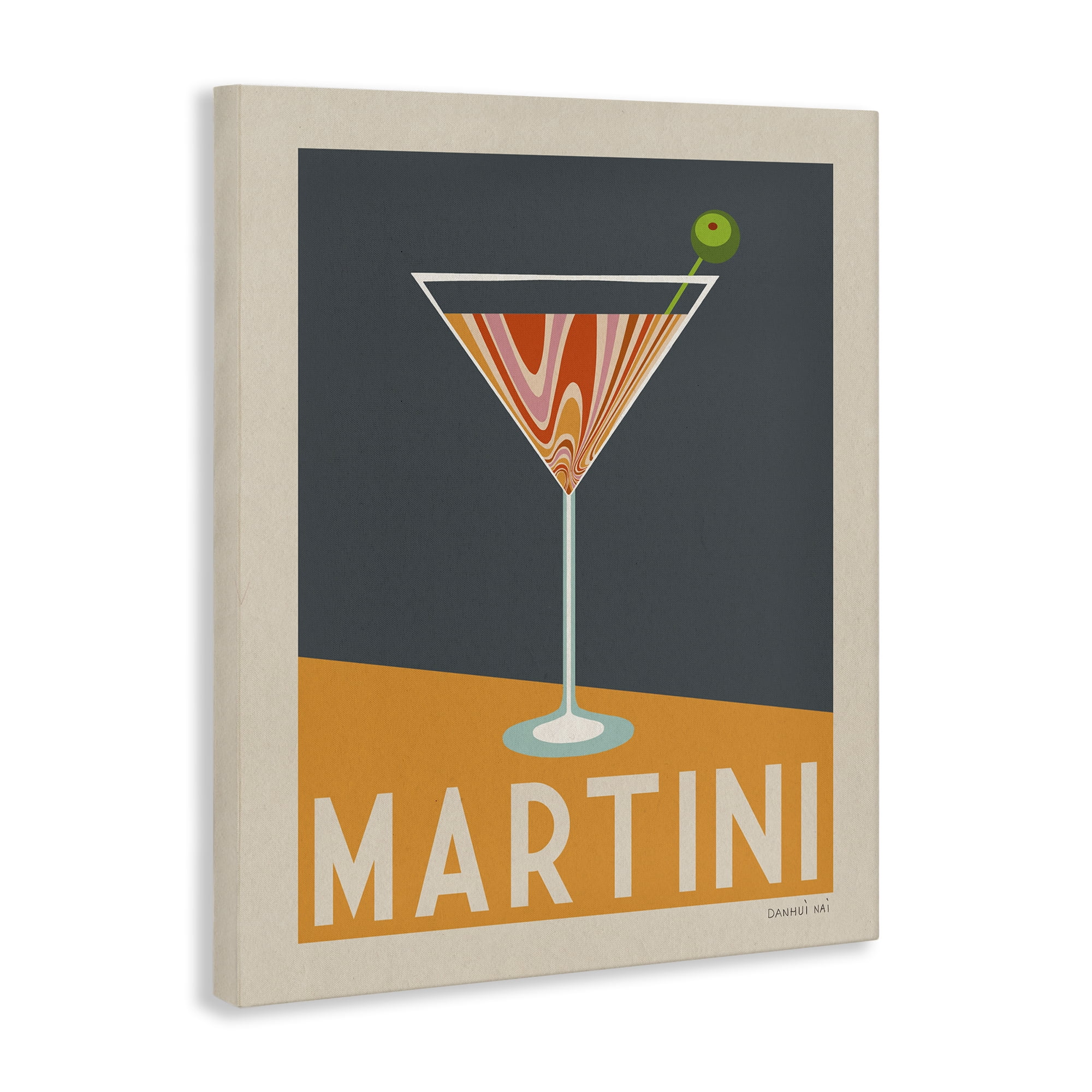 Stupell Industries Retro Swirled Martini Food & Beverage Painting Wrapped Canvas Art Print Wall Art, 24 x 30