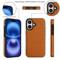 thumbnail image 3 of Back Case for iPhone 16 Plus, Card Slots Kickstand PU Leather Magnetic Button Shockproof Protective Stylish Ultra Slim Phone Case Cover Compatible with iPhone 16 Plus, Brown, 3 of 7