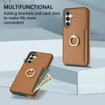 thumbnail image 2 of Feishell for Samsung A14 5G Wallet Case with Card Holder, 360°Rotation Ring Holder Kickstand, Premium PU Leather RFID Blocking Card Pocket Protective Cover for Samsung Galaxy A14 5G, Brown, 2 of 9