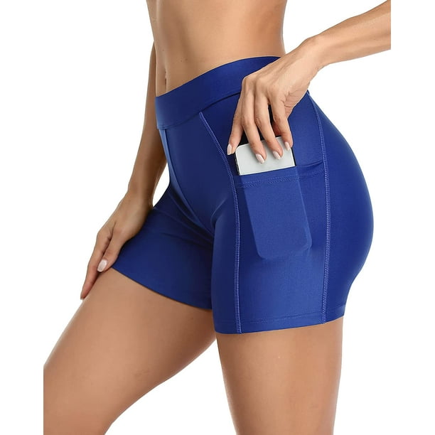 Charmo Swim Shorts for Women with Pockets High Waisted Swimsuit Shorts