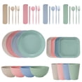thumbnail image 1 of Nvzi Wheat Straw Dinnerware Sets, 36-Piece Plates and Bowls Sets, Cutlery, Microwave Safe Unbreakable Dinnerware for Parties, Picnic, College Dorm, Camping Light colour multicolour, 1 of 4