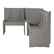 Linon Talon Pine Wood Corner Dining Nook Set with Storage in Gray Finish