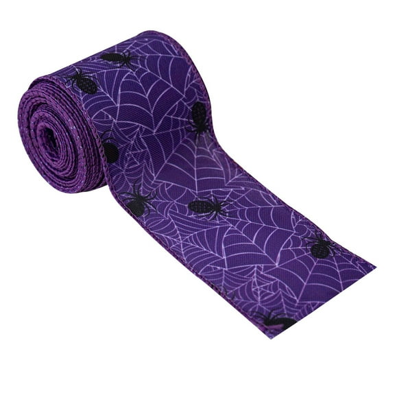 Halloween Wired Edge Ribbon Bat Spider Web Skull Pumpkin Print Decorative Grosgrain Ribbon for Wreaths DIY Crafts Gift Wrapping Party Decorations Orange Black Holiday Supplies