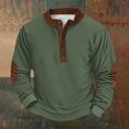 thumbnail image 1 of Men's Retro Halloween Quarter Button Collar Sweatshirt Haunted House Acting Essential Partially Buttoned Pullover Vintage Horror Print Last-Minute Halloween Party, 1 of 4