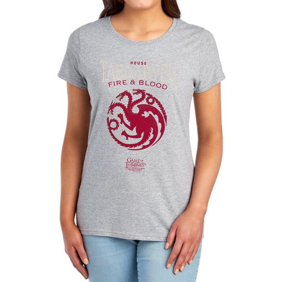 Game of Thrones House Targaryen Sigil Women's T Shirt,Athletic Heather, Large