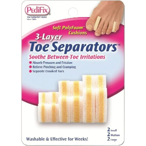Pedifix 3-Layer Toe Separators, 6 Count