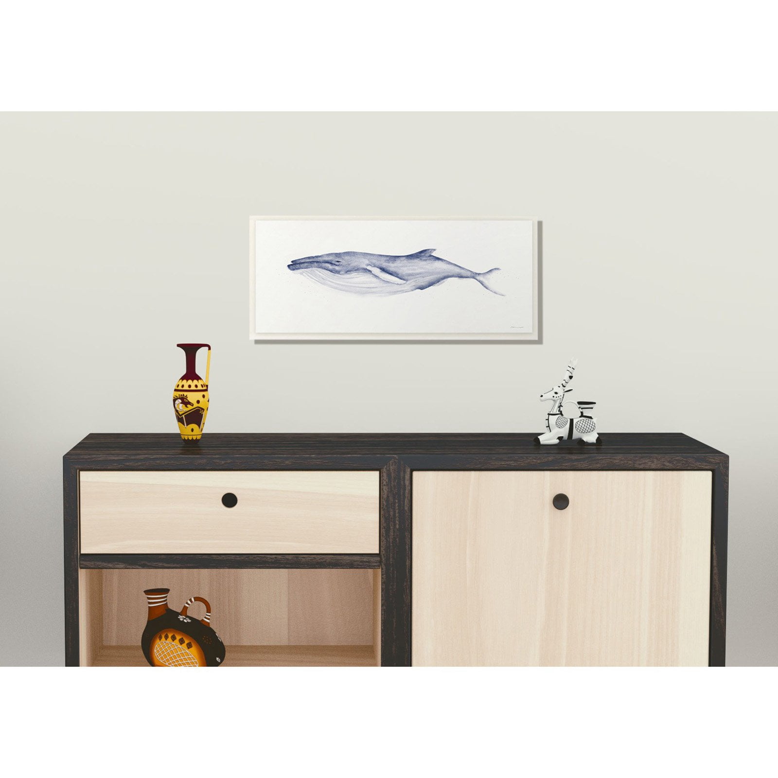 the stupell home decor collection humpback whale watercolor illustration stretched canvas wall art, 10 x 1.5 x 24