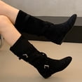 thumbnail image 5 of Fnooota Women's Knee High Boots, Non Slip Casual Round Toe PU Fall Winter Shoes Black Size 6.5, 5 of 5