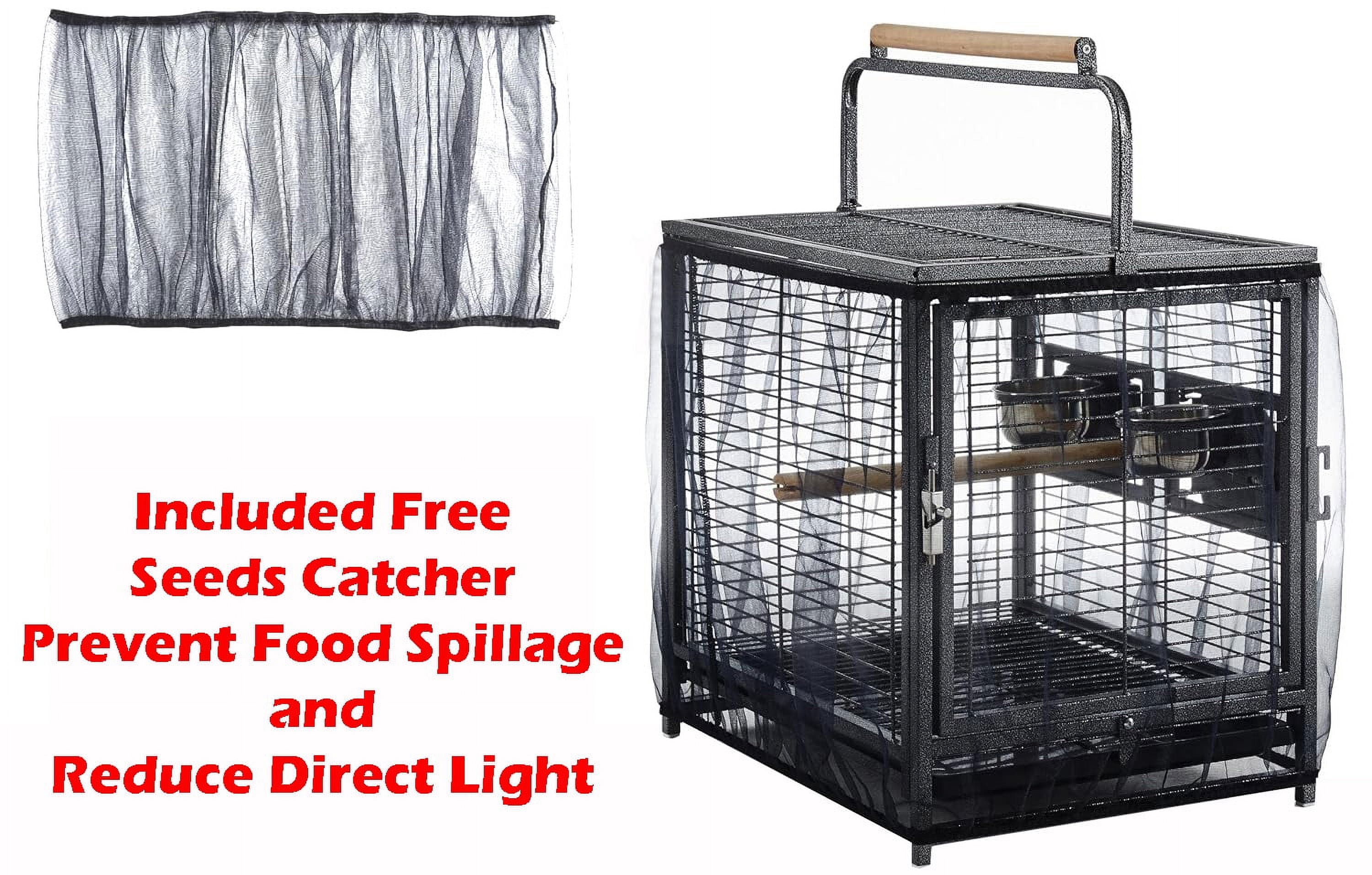 Durable Heavy Duty Travel Veterinary Bird Parrot Carrier Cage With Cover Feeding Bowl Play Wooden Stand Perch with Handle Prevent Beaks Out