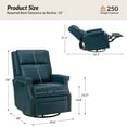thumbnail image 6 of Genuine Leather Swivel Rocker Recliner Wingback Transitional Turquoise, 6 of 8
