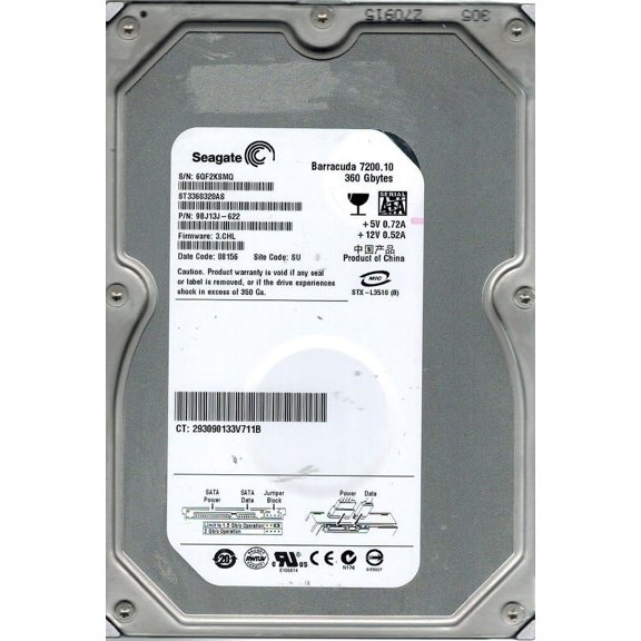 Seagate ST3360320AS P/N: 9BJ13J-622 360GB F/W: 3.CHL SU