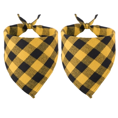 Uxcell Dog Bandana 24 x 17 in Cat Scarf Buffalo Plaid Printing Triangle Handkerchief Accessories Adjustable Bibs Washable (Yellow) Intended for Small Medium Large Pet / Puppies