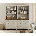 thumbnail image 7 of WAMPAT 72" Bookshelf with 3 Drawers, Tall Bookcase Large Display Book Case Shelf with 3 Tier Open Book Shelves，Library Wooden Bookshelves for Living Room,Office, Bedroom, Rustic White (2PCS), 7 of 7