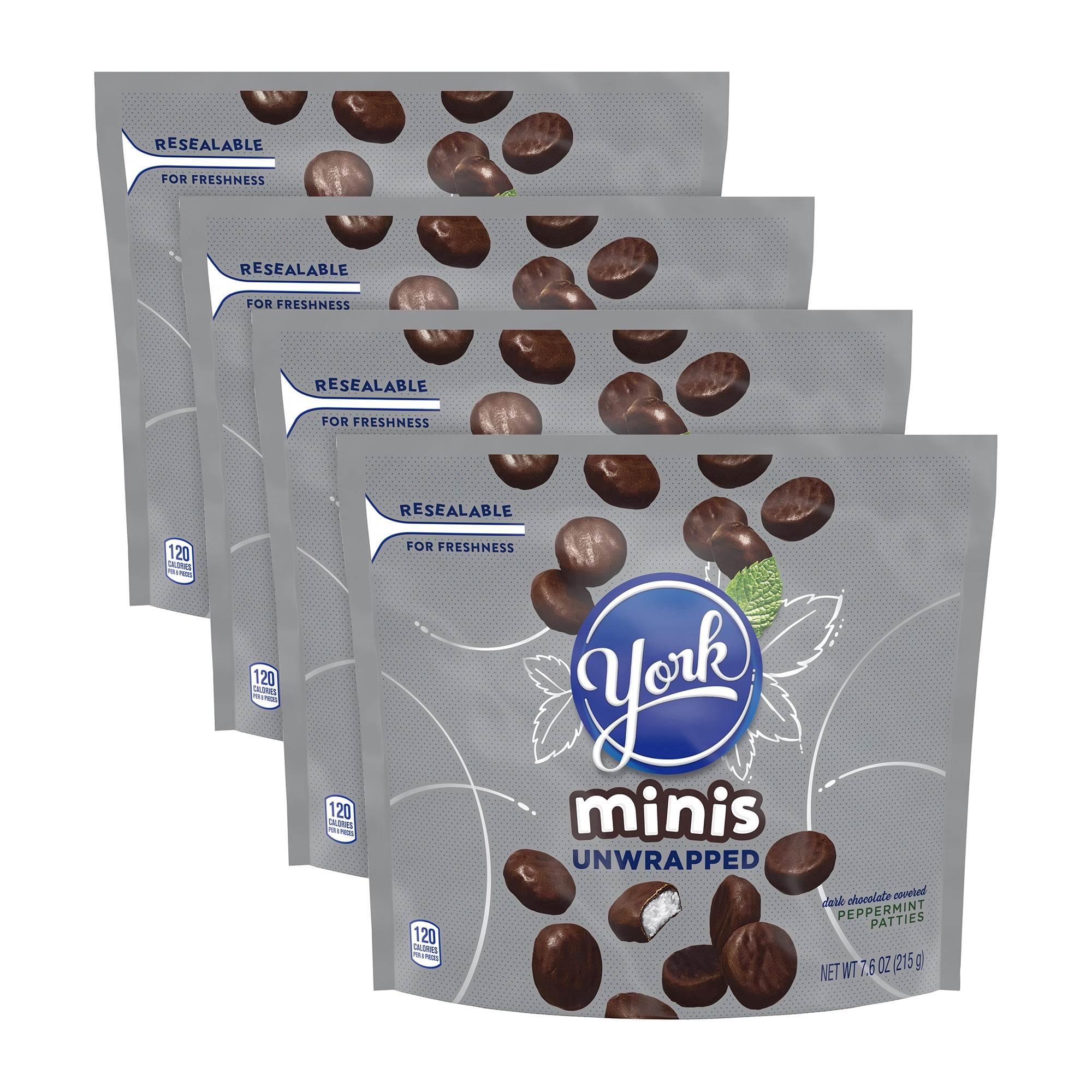 YORK Minis Dark Chocolate Peppermint Patties Candy, 7.6 oz, 4 Pack