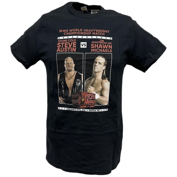 Wrestlemania 14 Stone Cold vs Shawn Michaels Mens Black T-shirt