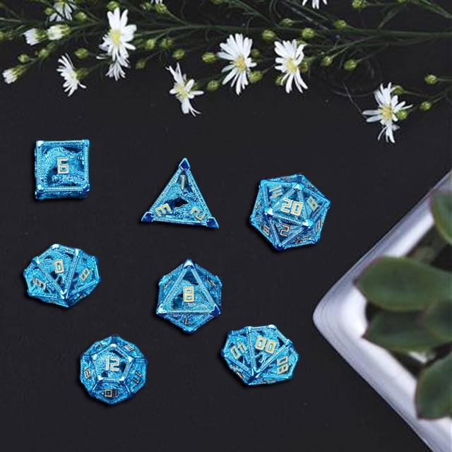 7 Uds dados poliédricos irregulares metálico grandes para juegos de rol