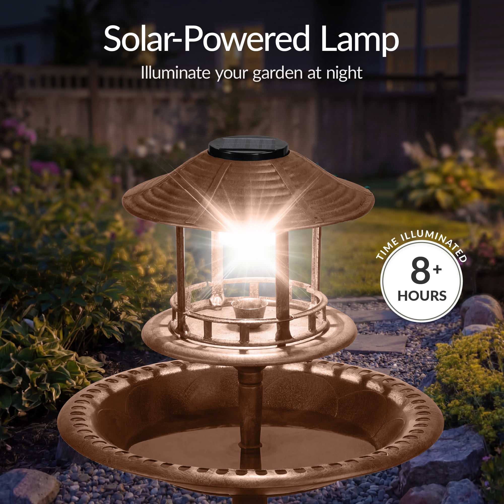 Best Choice Products Solar Outdoor Bird Bath Pedestal Fountain Garden Decoration w/ Fillable Planter Base - Bronze