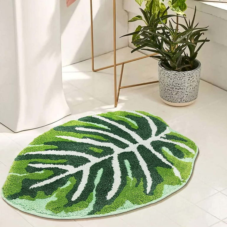 wunderlin Green Bathroom Rug Soft-Microfiber Non-Slip Bath Rug Cute Ba