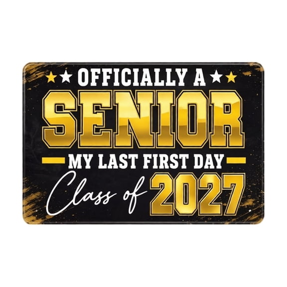 Anxinwu Senior Class Sign for Last First Day 2027 - Decorative Tin Plaque Rectangular Wall Door Sign for School Theme Display