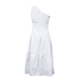 thumbnail image 6 of Qiylii Women's Dress, Casual Solid Color Sleeveless One Shoulder Ruffle Hem Side Zipper Female Long Dress, 6 of 9
