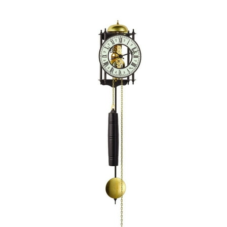 Hermle 25" Black and Gold Skeleton Pendulum Wall Clock