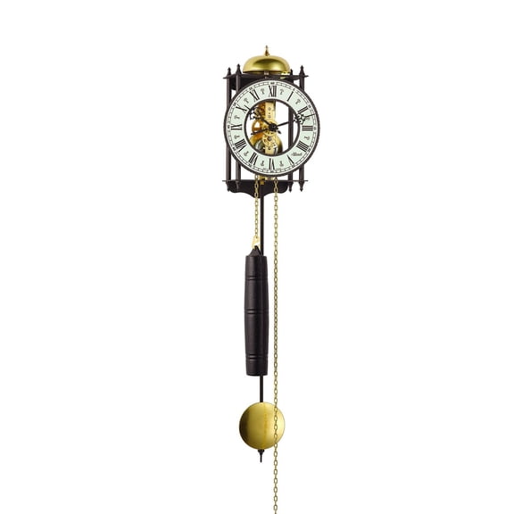 Hermle 25" Black and Gold Skeleton Pendulum Wall Clock