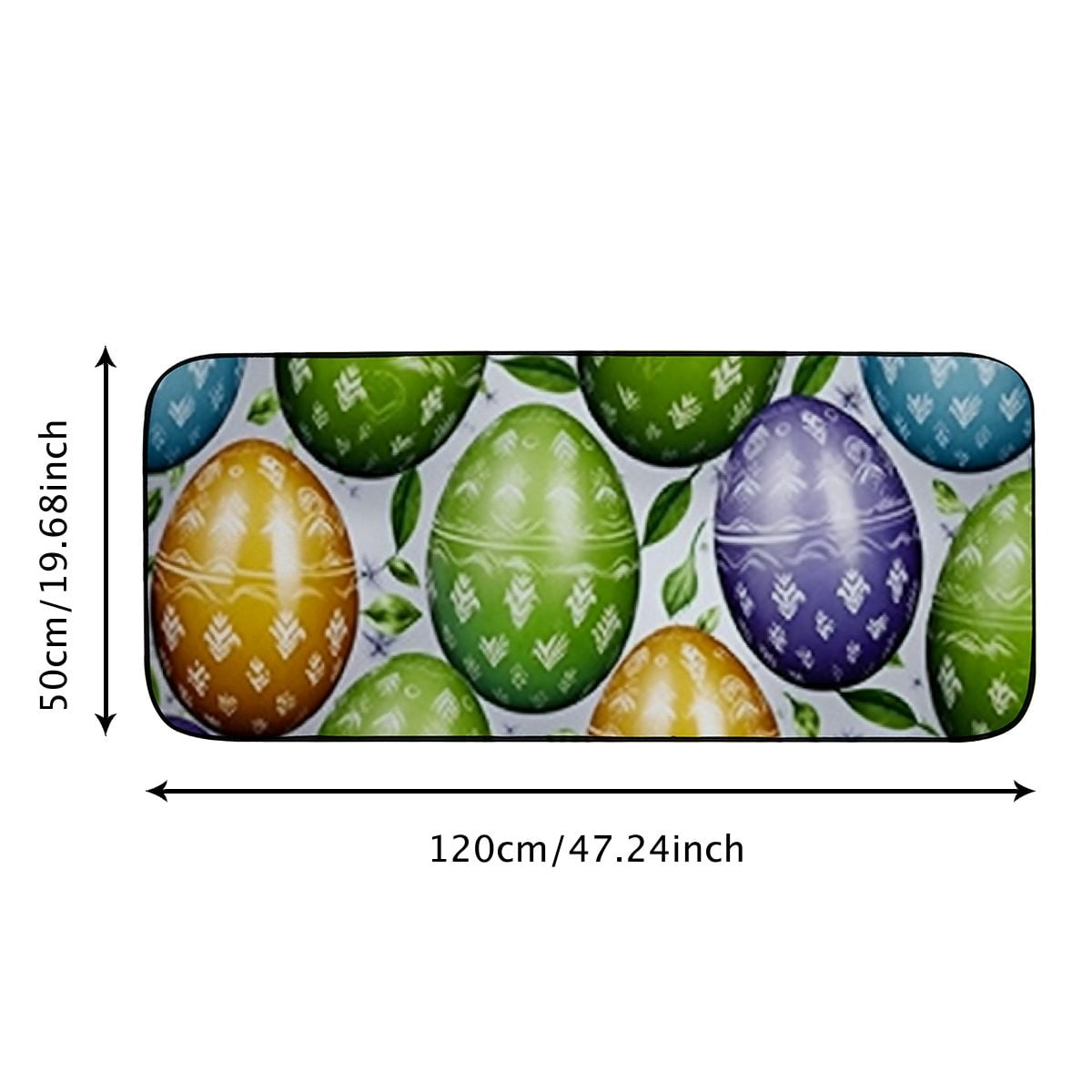 Qinduosi Front Door Mat Welcome Mat, Happy Easter Non-Slip Absorbent Indoor Door Mats, Durable Rubber Backing Floor Doormat for Entryway, Patio, Porch, Easter Eggs 19.68*47.24 in