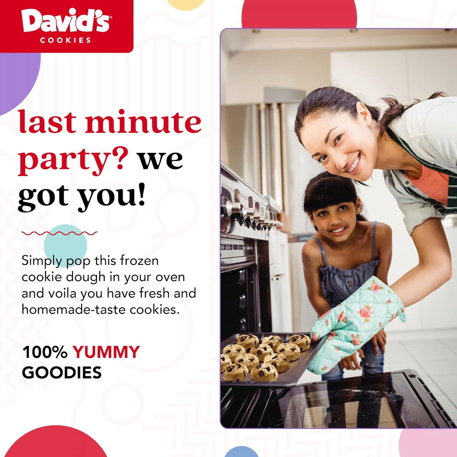 David's Cookies Preformed Frozen Cookie Dough, Gluten-Free Chocolate Chip, 64 Count