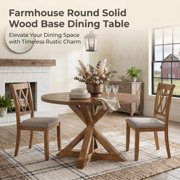 Roundhill Furniture Windvale Cross-Buck Base Dining Table, Oak