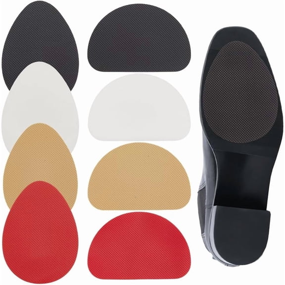 8Pcs Shoe Sole Repair Sole Replacement Self-adhesive Anti-Slip Shoe Bottom Pads Teardrop Arch Mixed Color 60.5~90x65~90x1mm for Handmade