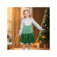 thumbnail image 2 of Sunny Fashion Girls Dress Silver Green Gradient Sequin Long Sleeve Tiered Festive Christmas Winter 5 Years, 2 of 6