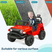 Erinnyees Ride on Jeep Car 12V Kids Electric Vehicles with Parent Remote Control, Safety Belt,Forward and Reverse Functions,Battery Powered,Spring Suspension,Music and Lights-Red
