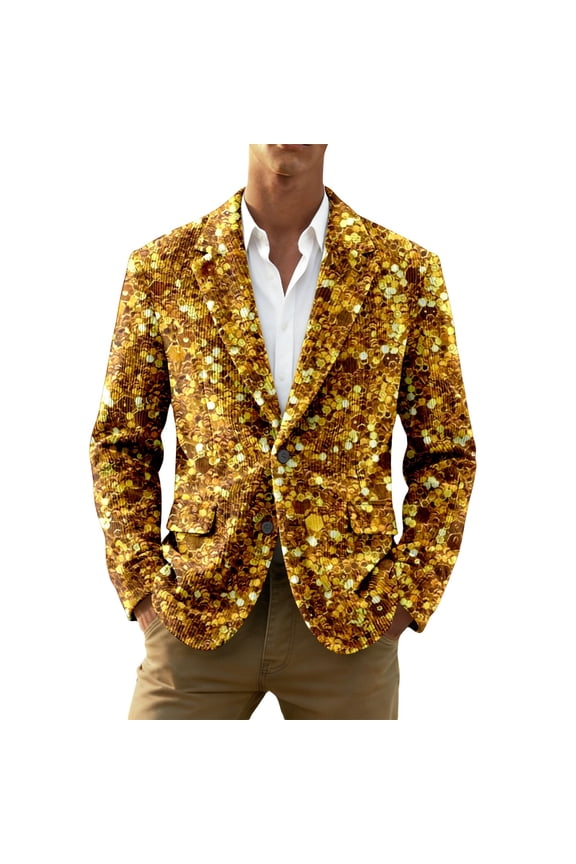 Mardi Gras blazer for men Sequin Print Corduroy Jacket For Carnival Party Night Out And Formal Events