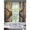 thumbnail image 3 of Retro Star Sheer Curtains 72 inches Long 2 Panels Set Abstract Metal Stars Old Wooden Walls Country Sheer Window Curtain Rod Pocket Voile Drapes for Living Room/Bedroom, Each 52" W x 72" L, 3 of 7