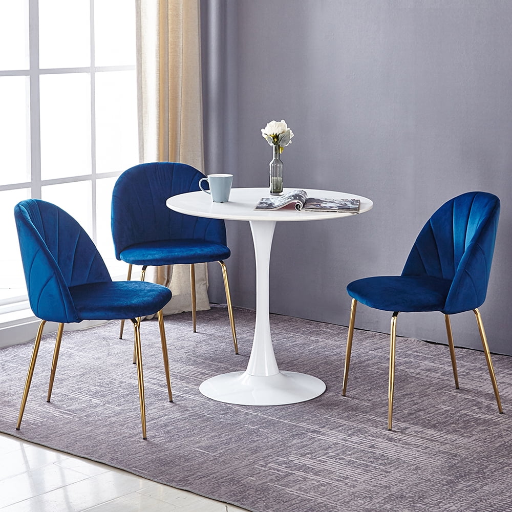 Kepooman Modern Blue Dining Chairs Set of 2, Chic Velvet Chairs with Golden Metal Legs and Padded Seat&Back at Home, Leisure Side Chairs for Makeup/Bedroom/Kitchen/Living Room/Cafe Kepooman Modern Blue Dining Chairs Set of 2, Chic Velvet Chairs with Golden Metal Legs and Padded Seat&Back at Home, Leisure Side Chairs for Makeup/Bedroom/Kitchen/Living Room/Cafe