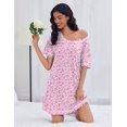 thumbnail image 2 of Ekouaer Cotton Nightgowns for Women Oversized Sleepshirt Tshirt Night Gown Short Sleeve Night Shirt Casual Soft Sleepwear, 2 of 6
