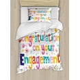 thumbnail image 1 of Engagement Party Duvet Cover Set Twin Size, Festive Congratulations Theme Hearts Spots Floral Detail Artwork Print, Decorative 2 Piece Bedding Set with 1 Pillow Sham, Multicolor, by Ambesonne, 1 of 3