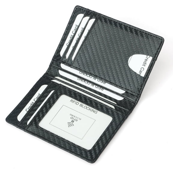 EXHUMKY Block Wallet Carbon Fiber Material Rfid Blocking Casual Wallet for Men Credit Holder Black