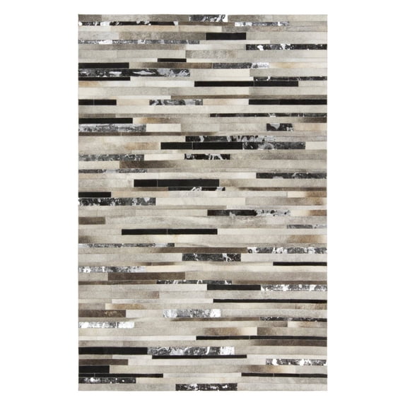 Surya Trail TRL-1120 24x36" Rectangle Leather Area Rug in Light Gray/Black